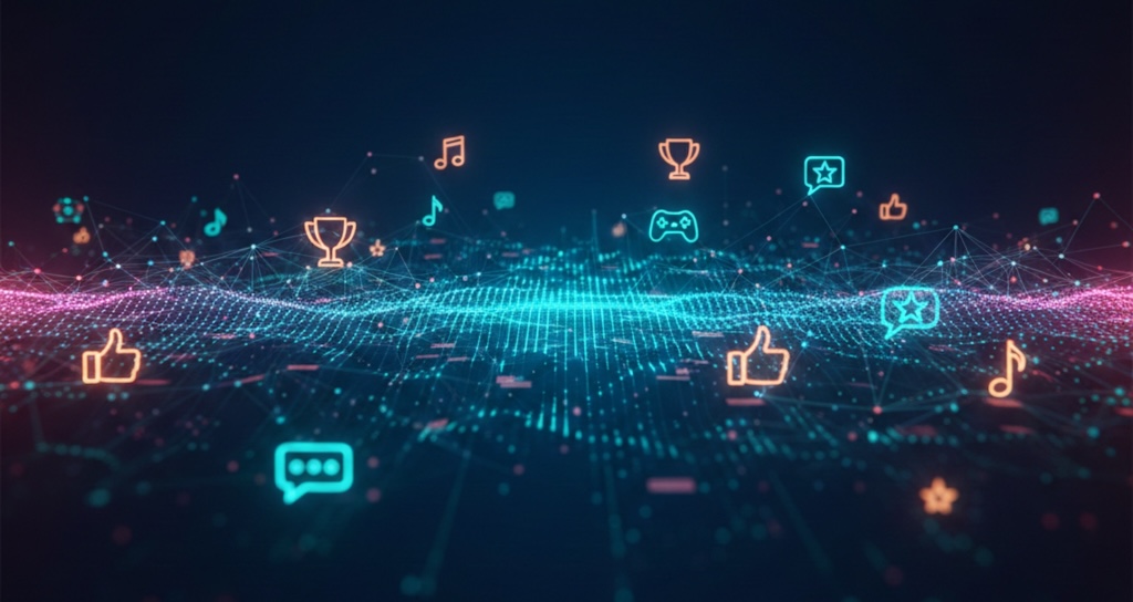 Abstract illustration of speech bubbles and envelope shapes in blue and teal tones on a dark background